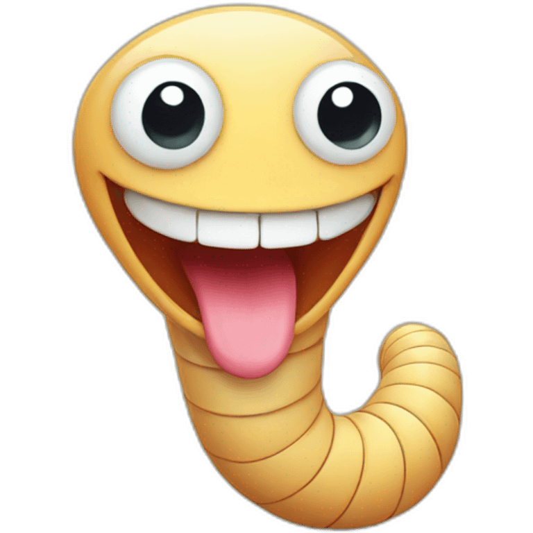 cute worm with smiling face emoji