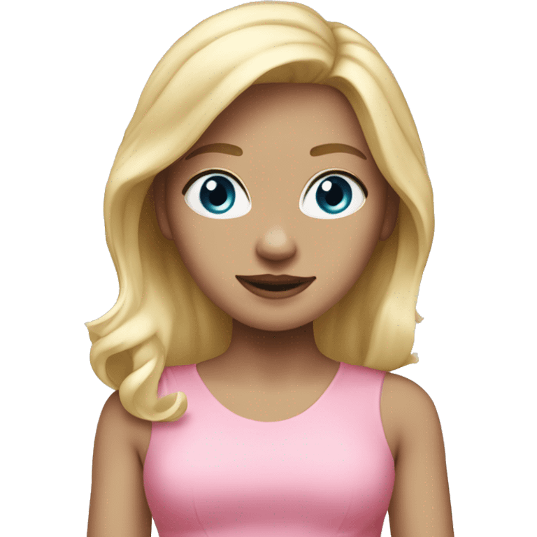 white skinned girl with blonde hair wearing a pink dress  emoji