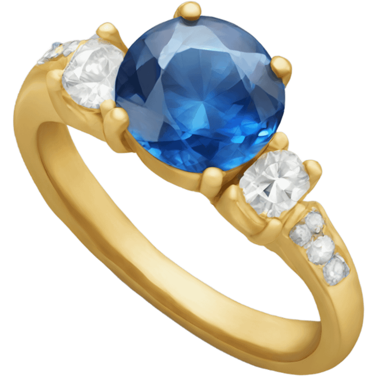 Gold ring with diamond and blue saphire emoji