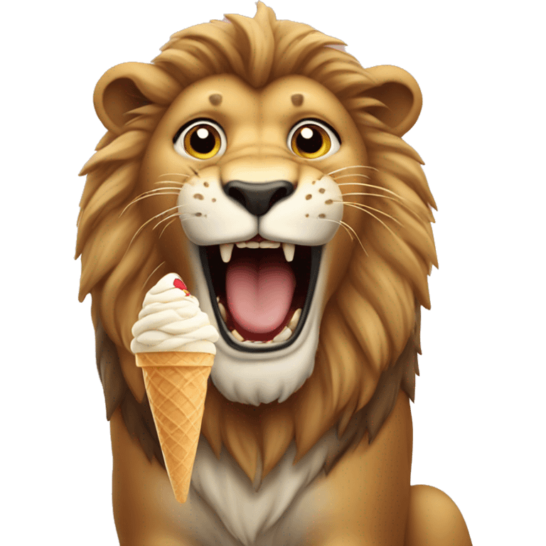 Lion eating ice cream emoji