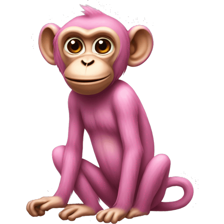 realistic pink full body monkey emoji