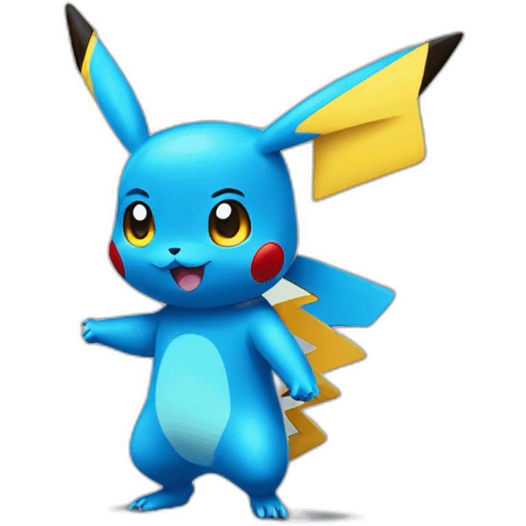 Blue colored pikachu full body emoji