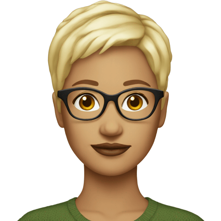 Woman blond pixie cut glasses emoji