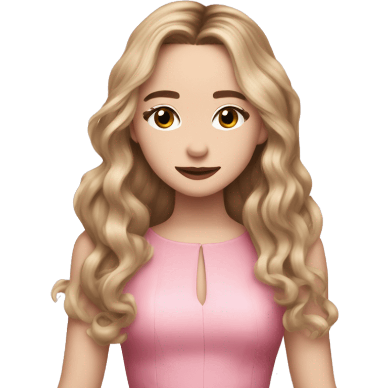 Sabrina carpenter full body singing with pink dress emoji