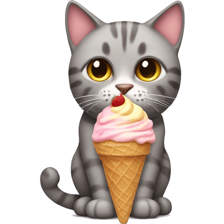 Cat with ice cream on its head emoji