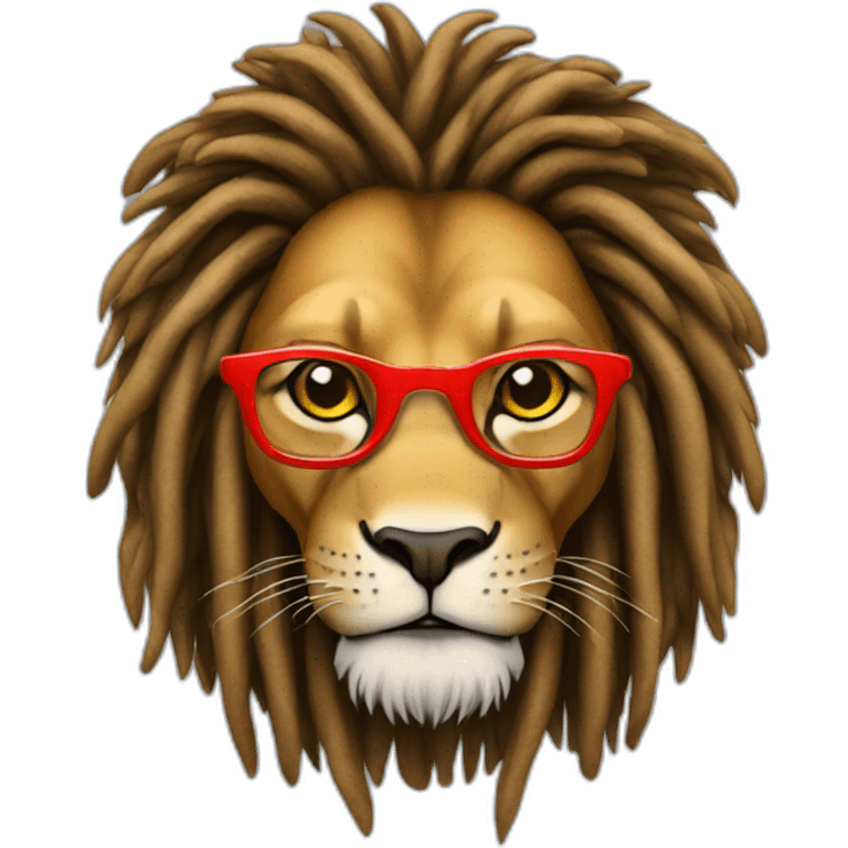 wise lion with red glasses and jamaican dreads emoji