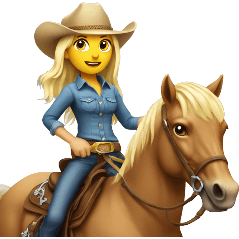 hot blond cowgirl riding a horse emoji