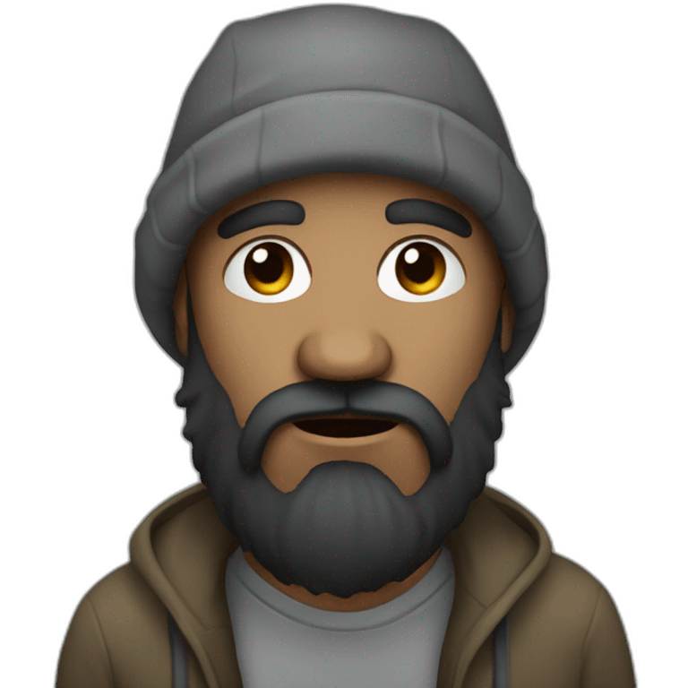 A homeless man with a big black beard who smells terrible emoji