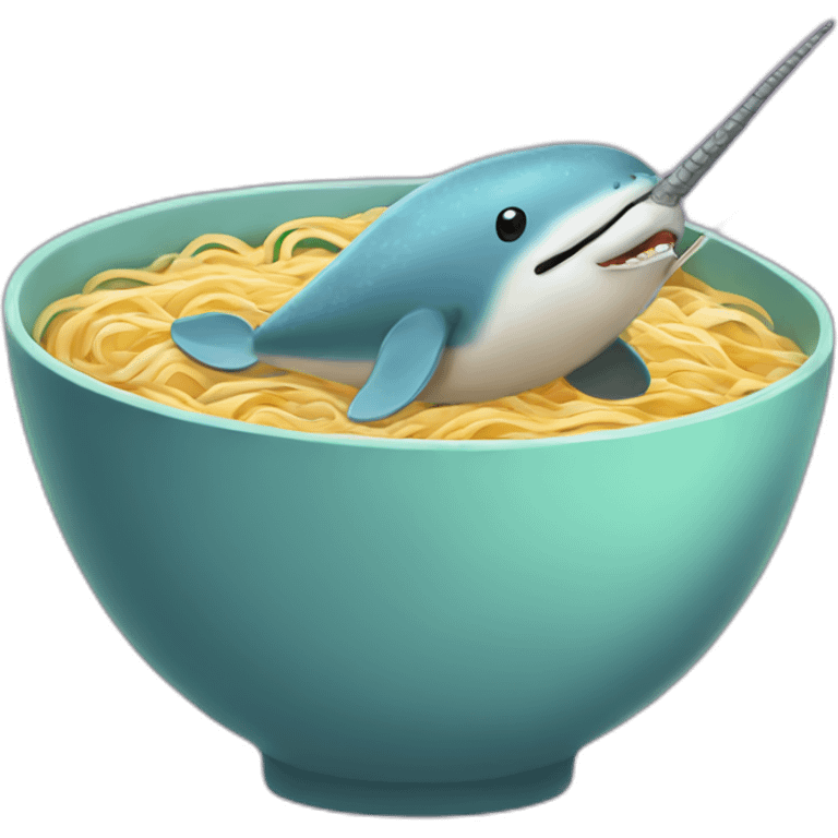 narwhal swimming in a bowl of ramen emoji