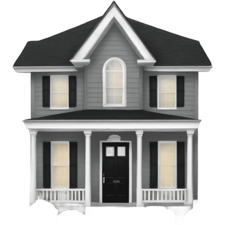 Grey 2 story house white trim black front door emoji