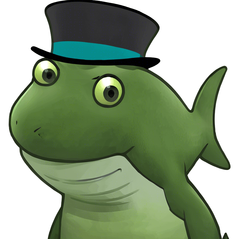 Shark with a top hat emoji