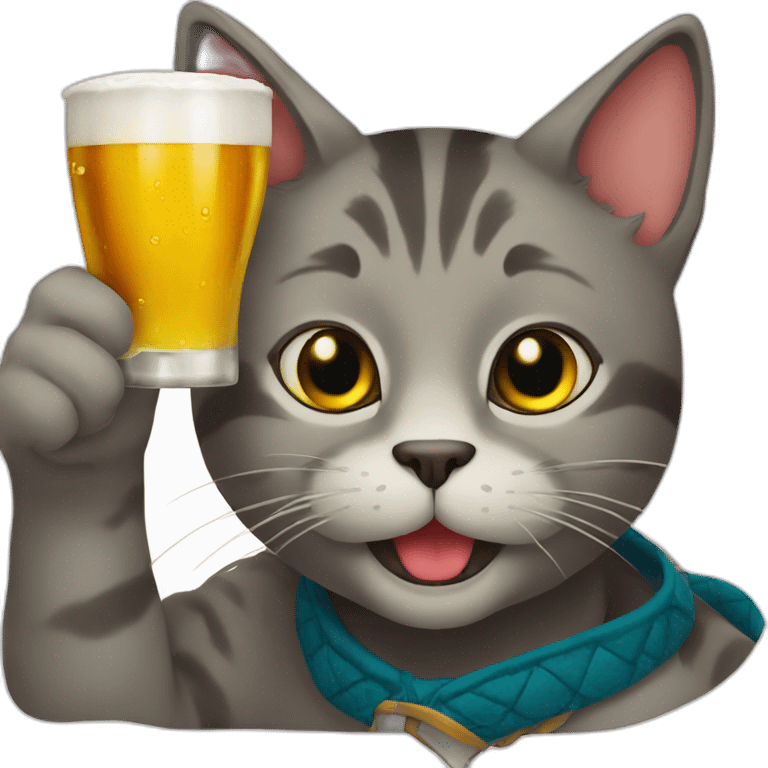 Cat drink the beer emoji