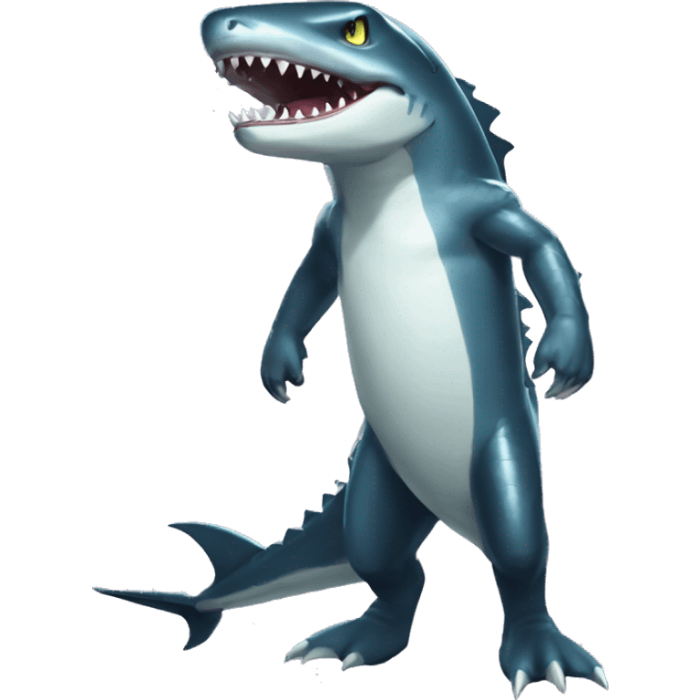 Full body edgy shiny shark-alligator-raptor-Digimon emoji