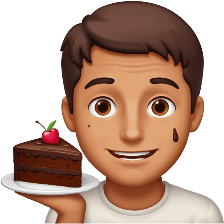 man after eating chocolate cake emoji