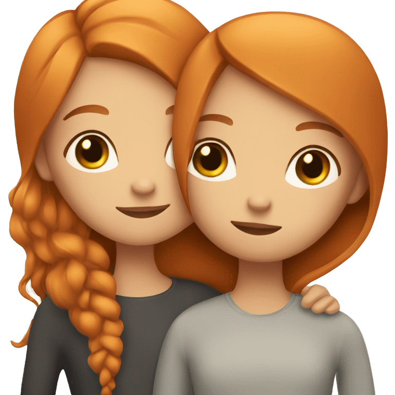 a ginger girl with long eyelashes and a brunette with long eyelashes hugging each other  emoji