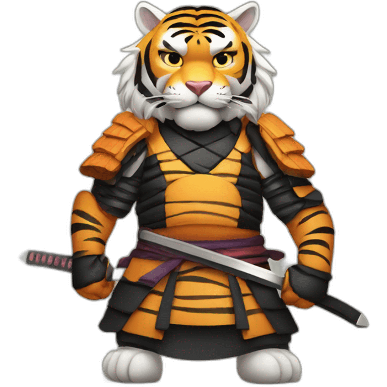 Tiger samurai with his arms crossed emoji