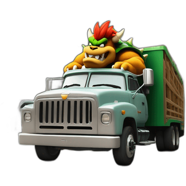 Bowser qui aspire une ville américaine cliché dans un camion emoji