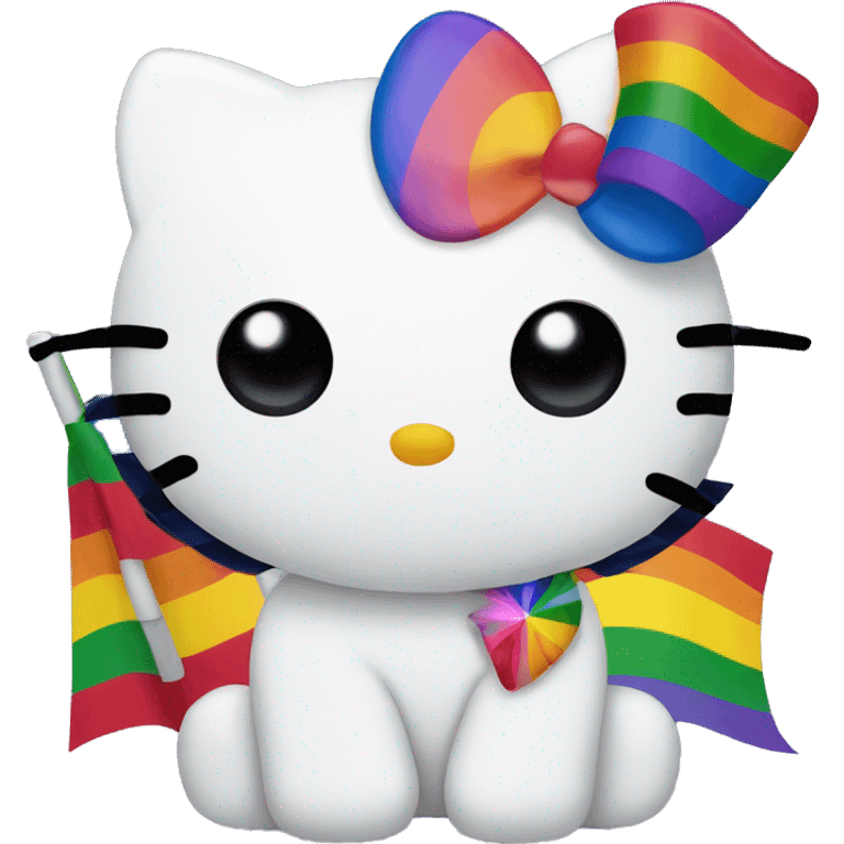 Hello kitty with a pride flag  emoji