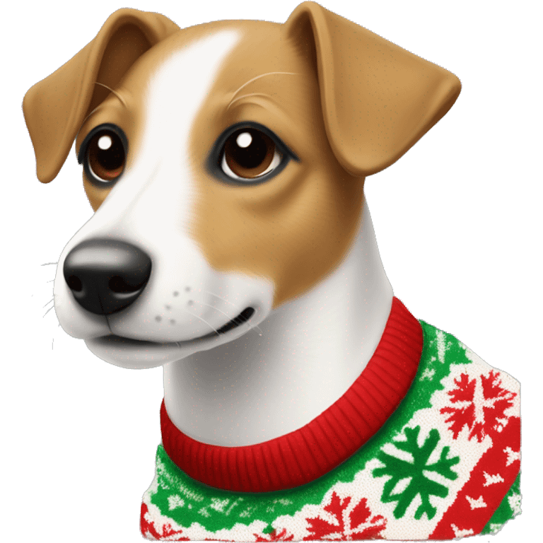 tan color jack russel with christmas sweater  emoji