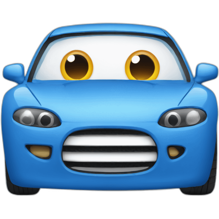 blue car with eyes emoji