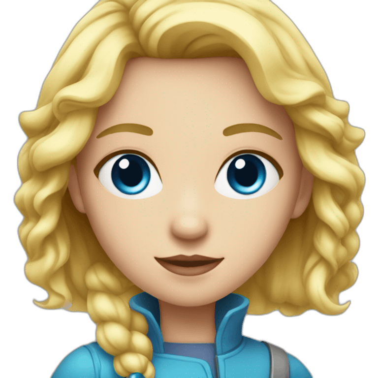 Girl with blond hair and blue eye take red vial emoji