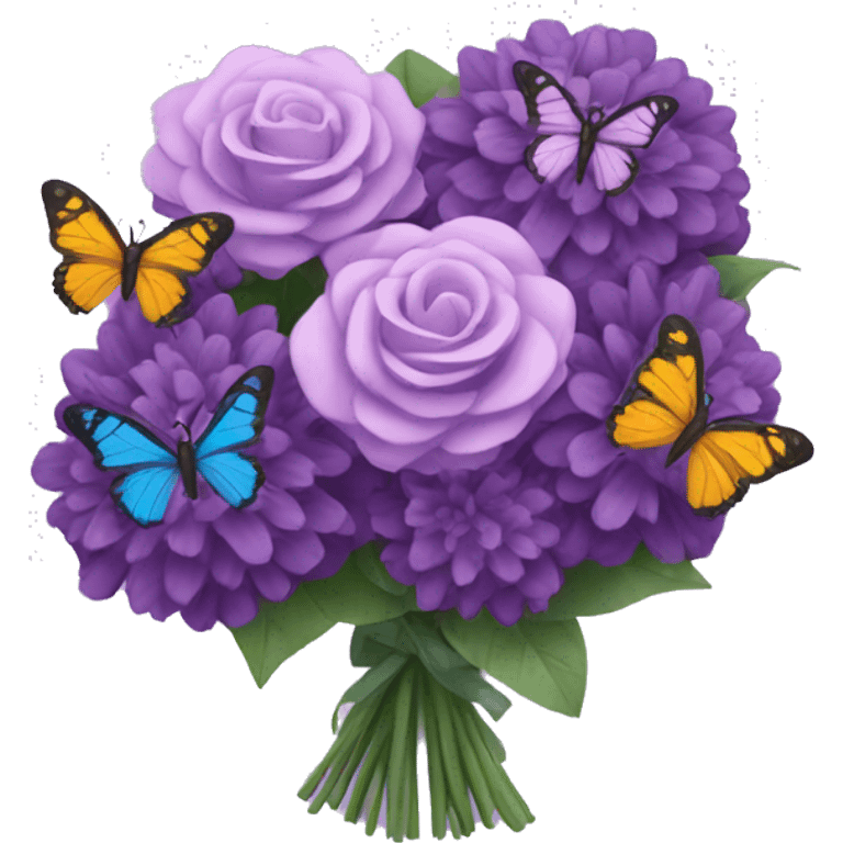 Purple bouquet with butterflies emoji