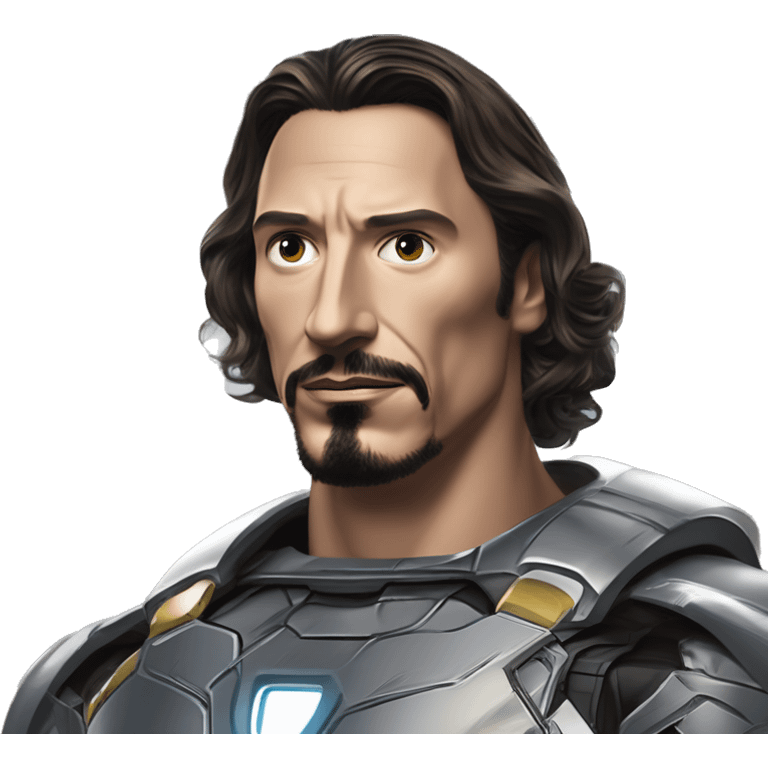 IKEA co-worker Iron Man Zlatan in Marvel Avengers style, oil paint, mysterious eyes, intricate lips, masterpiece pose, odd perspective, beautiful, desirable, logical emoji