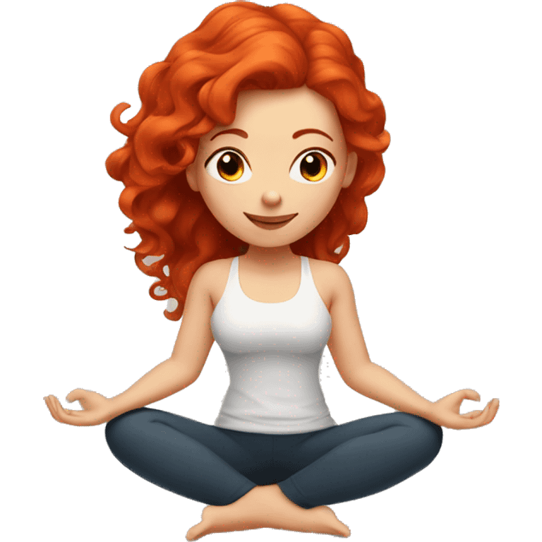 redhead girl with tattoos doing yoga emoji