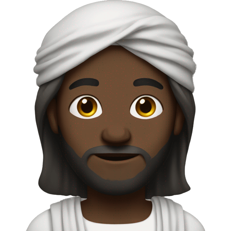 a dark skin jesus with a turban, muslim style emoji