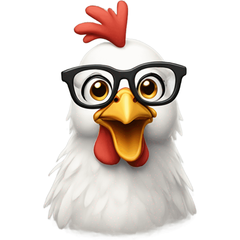 Pixar nerdy chicken wearing eyeglasses emoji