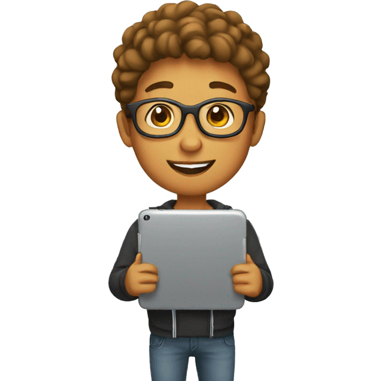 student with ipad emoji