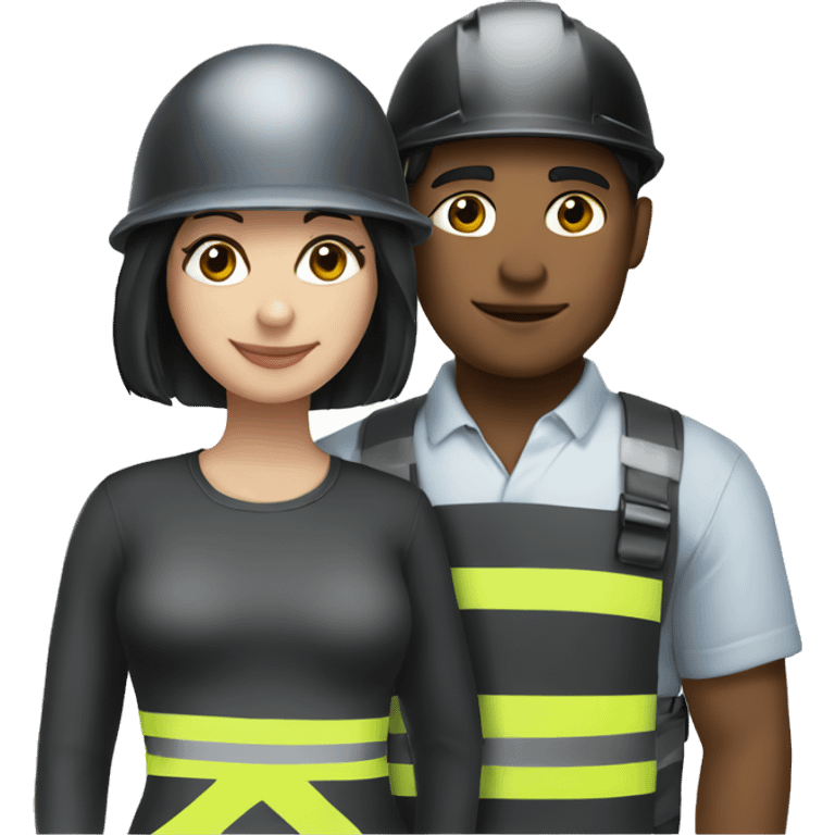 A black-haired and white-skinned lover wearing a safety helmet emoji