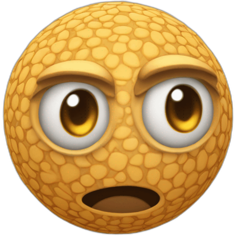 3d sphere with a cartoon highfalutin skin texture with big stupid eyes emoji