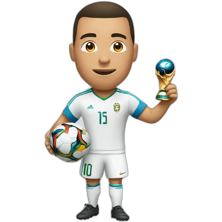 Ronaldo with the world cup of football emoji