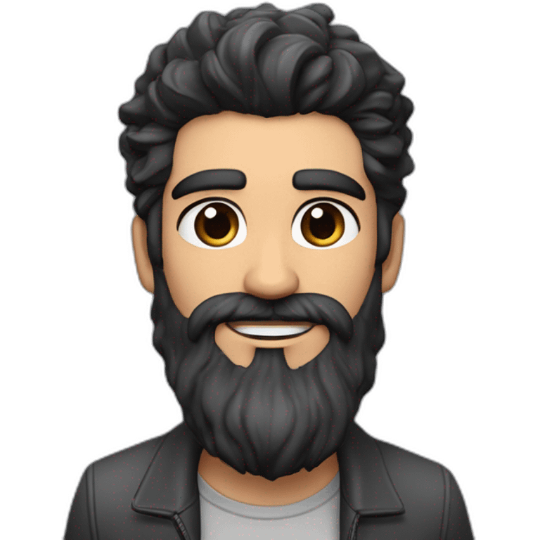 Brazilian Voice Actor Jefferson Melo, long beard, dark brown eyes, thick eyebrows, skin tone #4 , wavy black hair, a little gray on a taper haircut holding a voice over studio microphone emoji