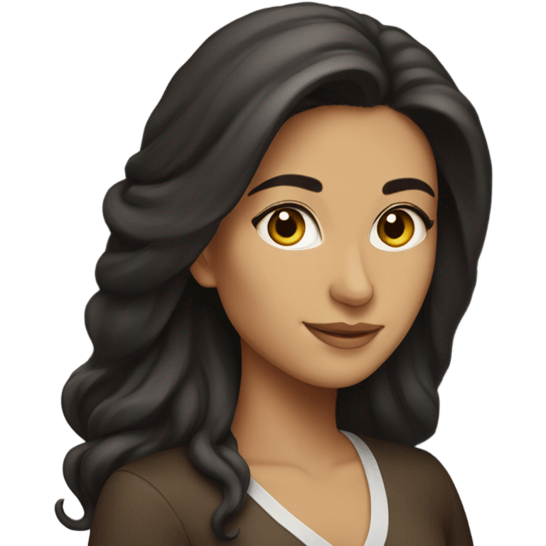 Persian woman with long dark brown hair emoji