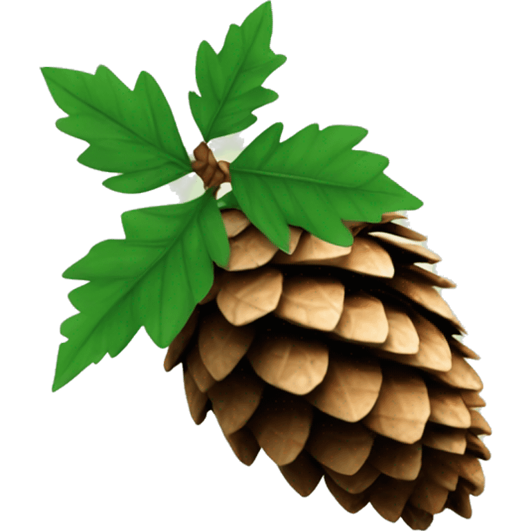 Pine cone with green leaf emoji