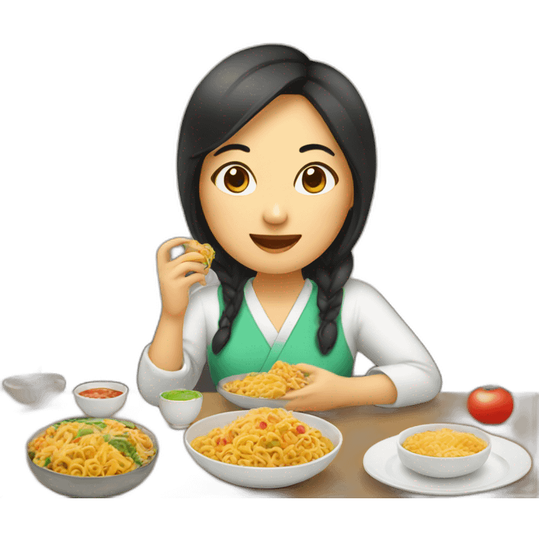 Asian women marketer who love food emoji