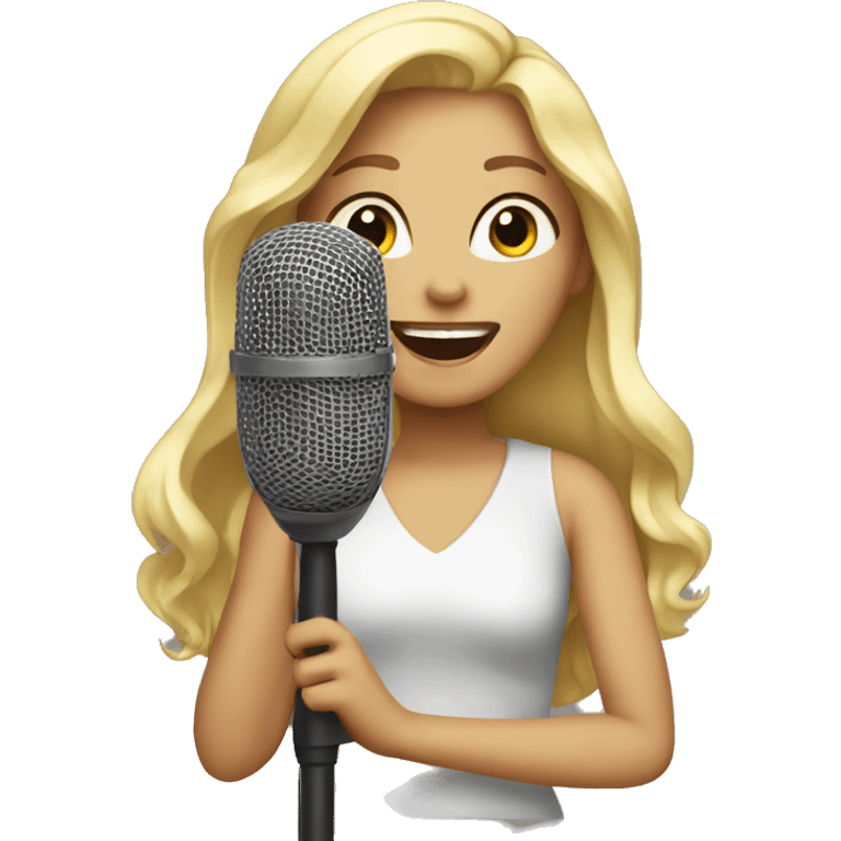 A blond girl singing  emoji