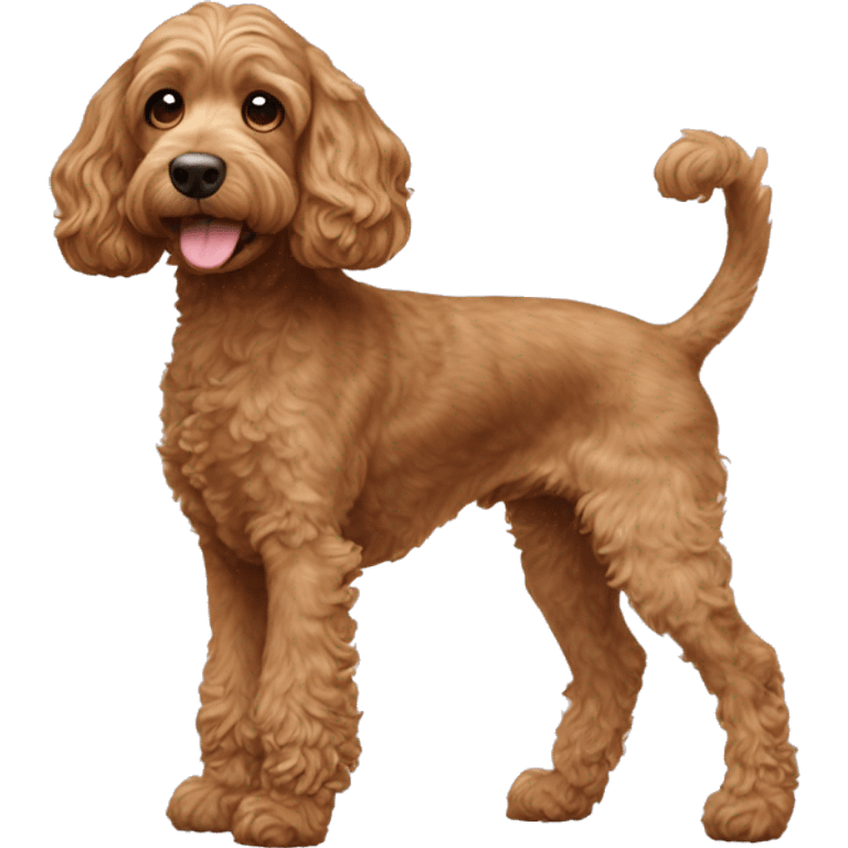 Cockapoo dog with hind leg lifted sideways emoji