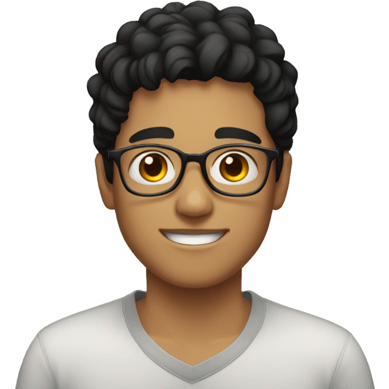 young adult boy, black hair, dark eyes, glasses emoji