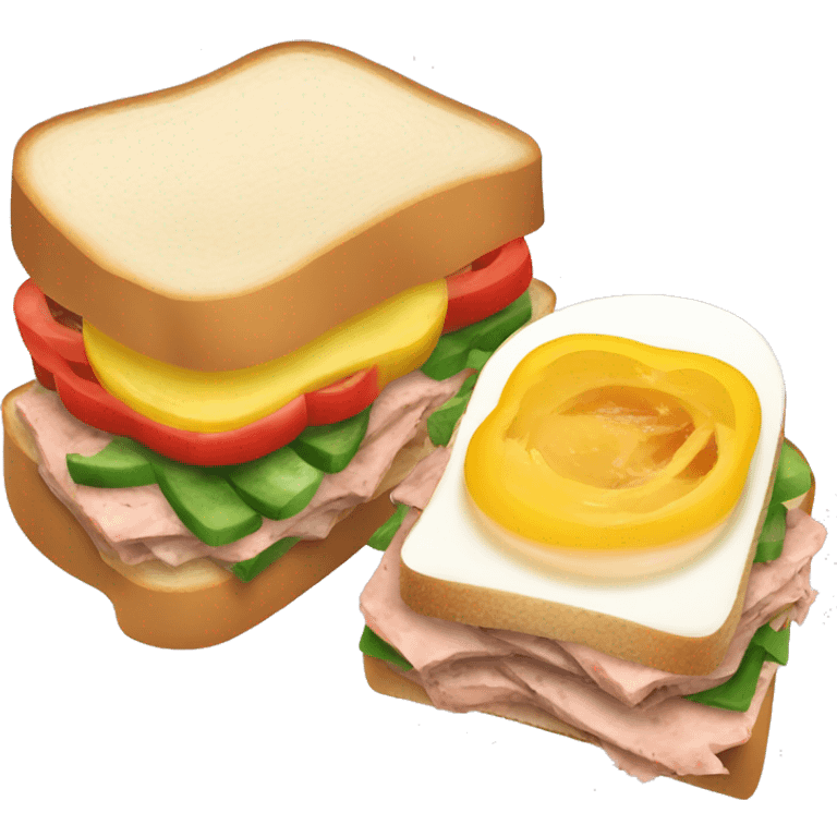 A sandwich with bell peppers, canned tuna, and egg slices emoji