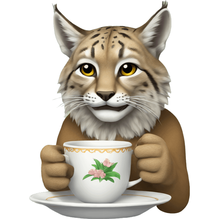 bobcat drinking tea emoji