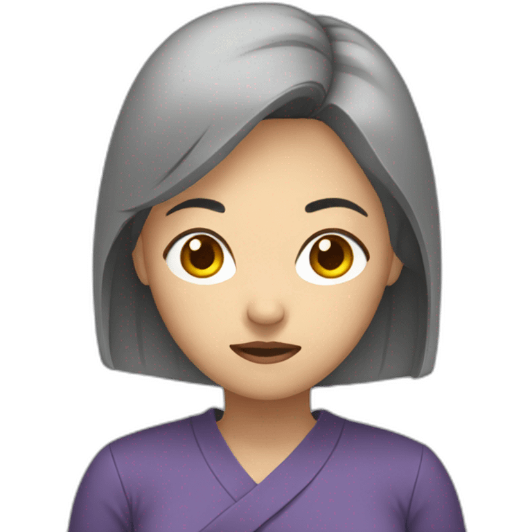 asian woman holding pain emoji