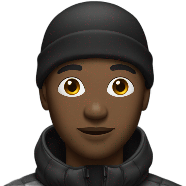 Black man with big nose and wearing a black durag and puffer jacket emoji