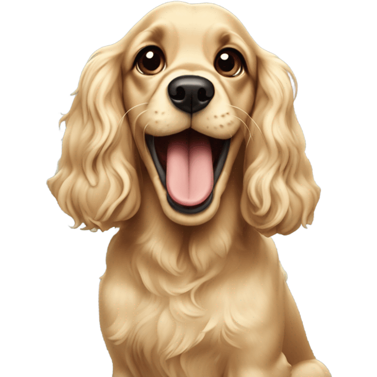 blonde Cocker spaniel eating emoji