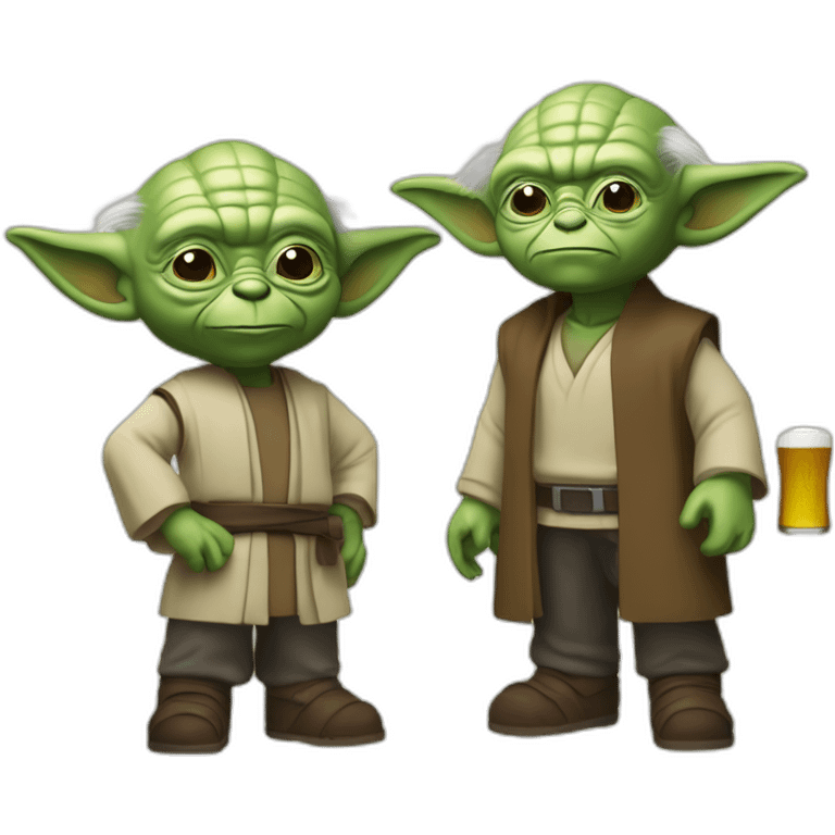 Mikey qui boit de la bière avec maître yoda emoji