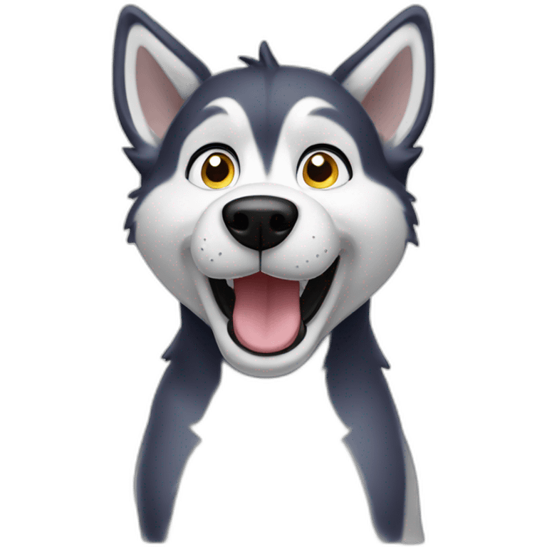 husky dog waving hi emoji