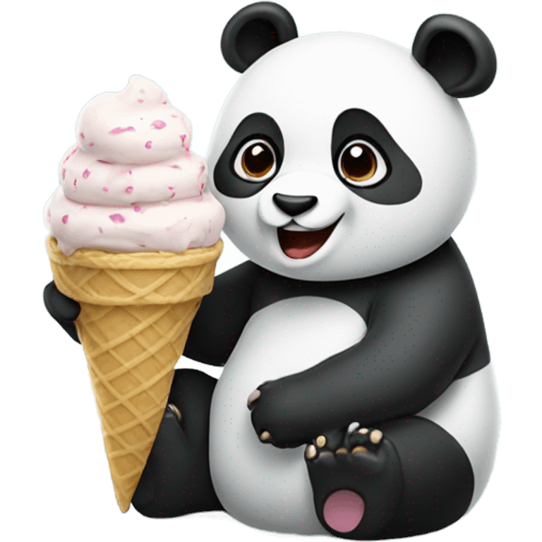 Panda eating ice cream emoji