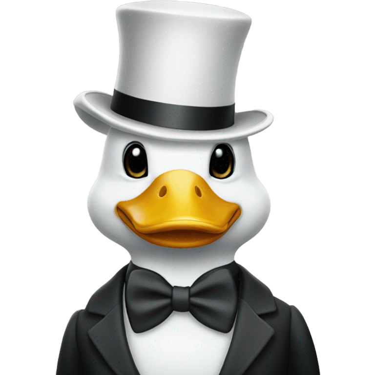 White Duck wearing a top hat and suit emoji